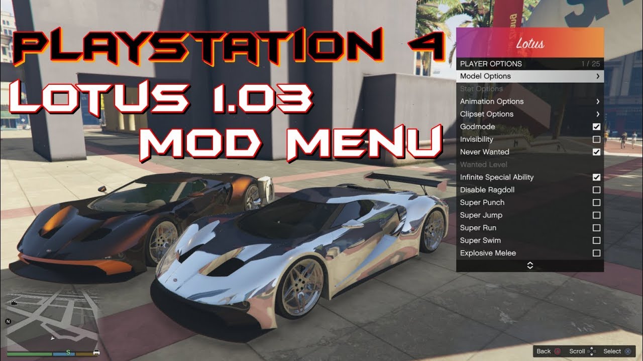 PS4 Mods - GTA V Mod Menu - Lotus 1.03 + Download